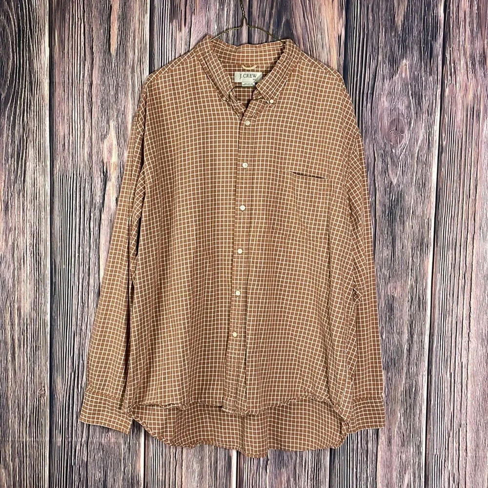 J. CREW MEN SHIRT Size XXL Color Brown White